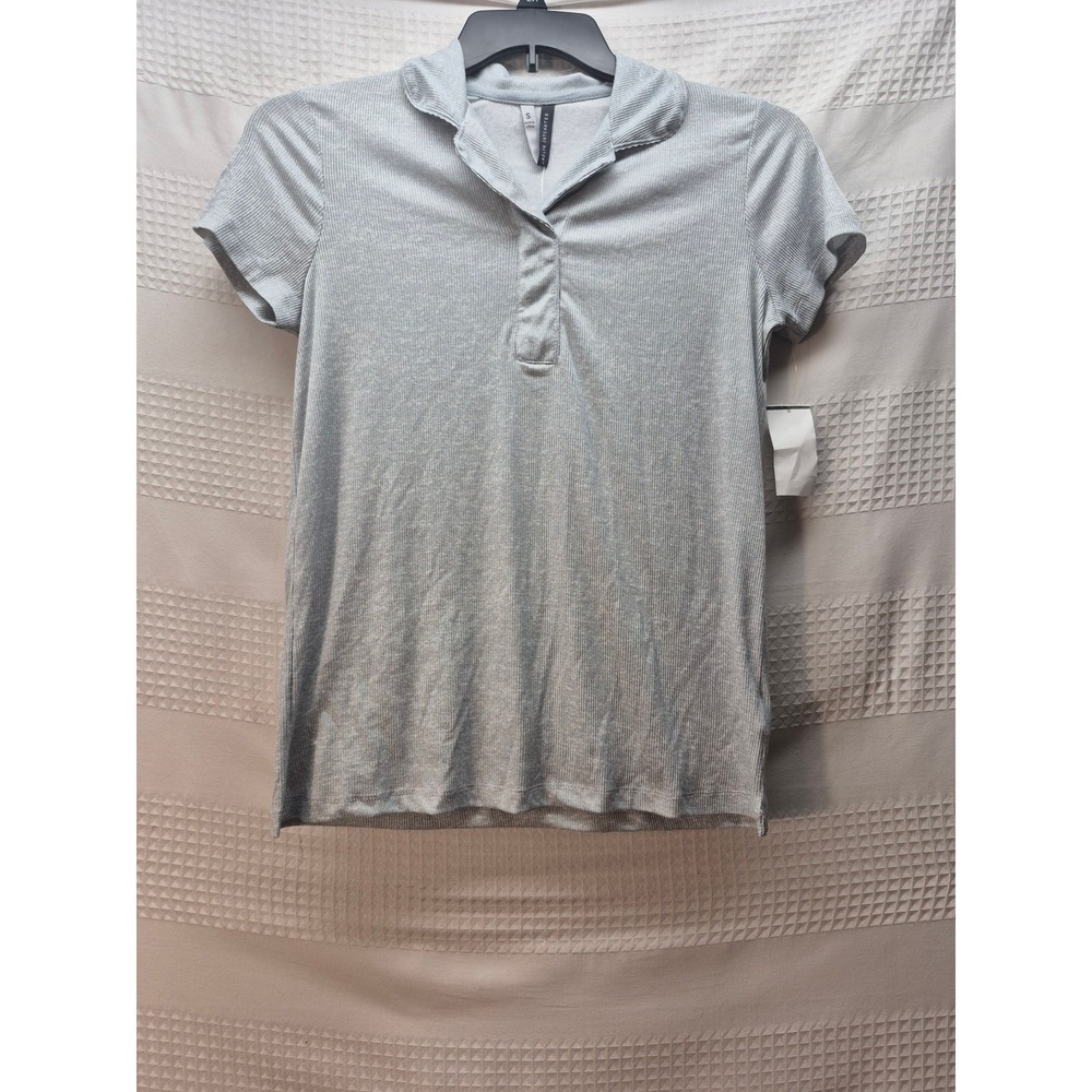 Jaclyn Intimates Pajama Top Womens Size Small Gray Short Sleeve Collared Pleated